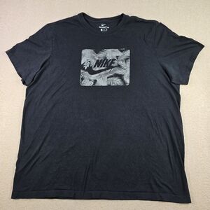 Nike Graphic T Shirt Mens XXL Black Tropical Logo Short Sleeve Crewneck